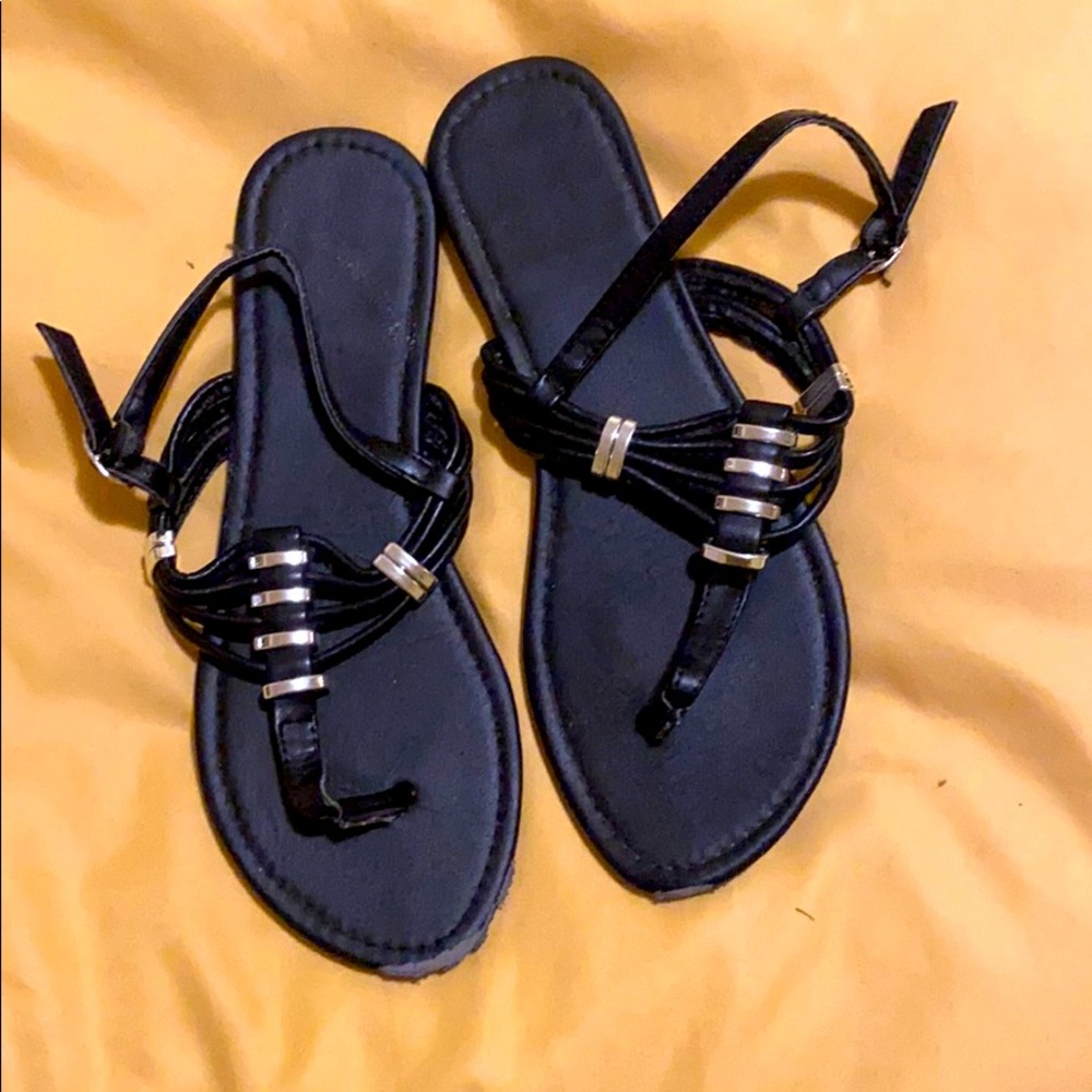 Black strap sandals